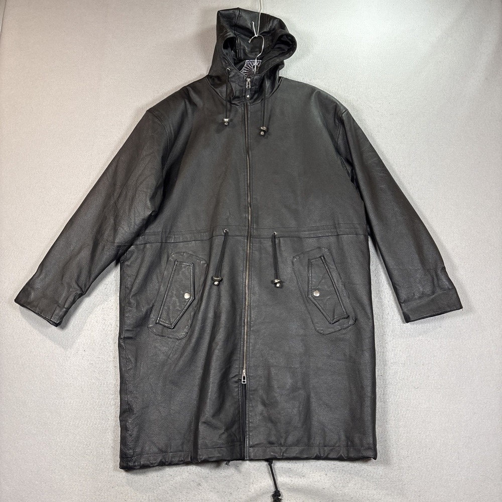 G-III Global Identity Leather‎ Jacket Trench Coat Womens Size XL Cinched Waist